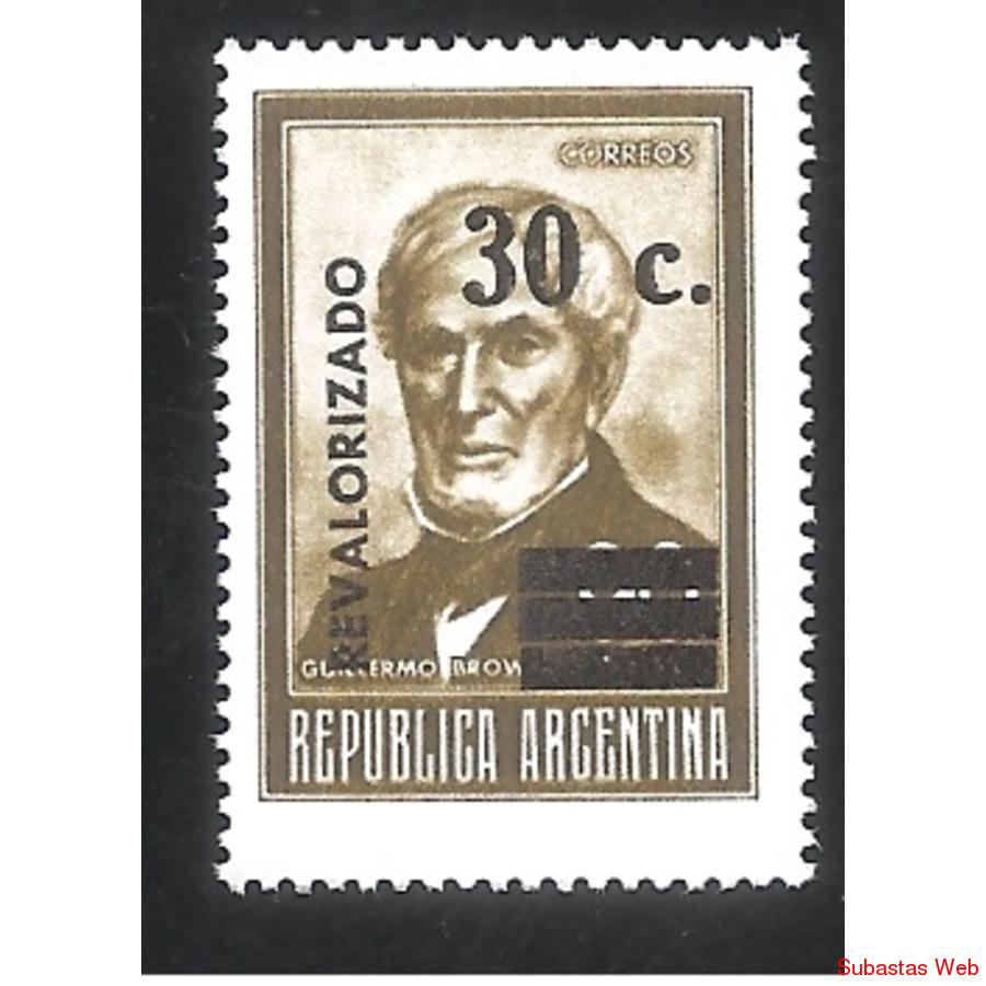 ARGENTINA 1975 CORREO ORDINARIO: BROWN REVALORIZADO MINT