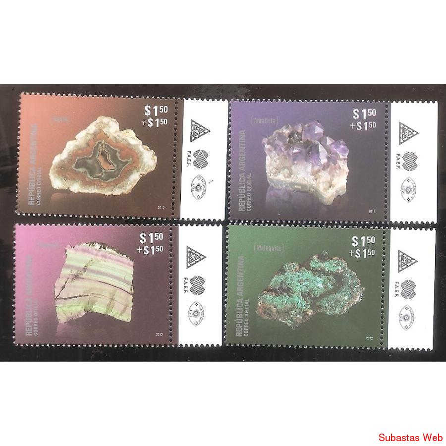 ARGENTINA 2012(GJ3944-47)  MINERALES II CON BORDE DE HOJA