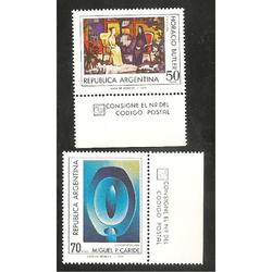 ARGENTINA 1977(1079-80) PLASTICA ARGENTINA CON BORDE DE HOJA