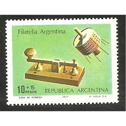 ARGENTINA 1977(1091) FILATELIA ARGENTINA 76 YELEGRAFO Y SATE