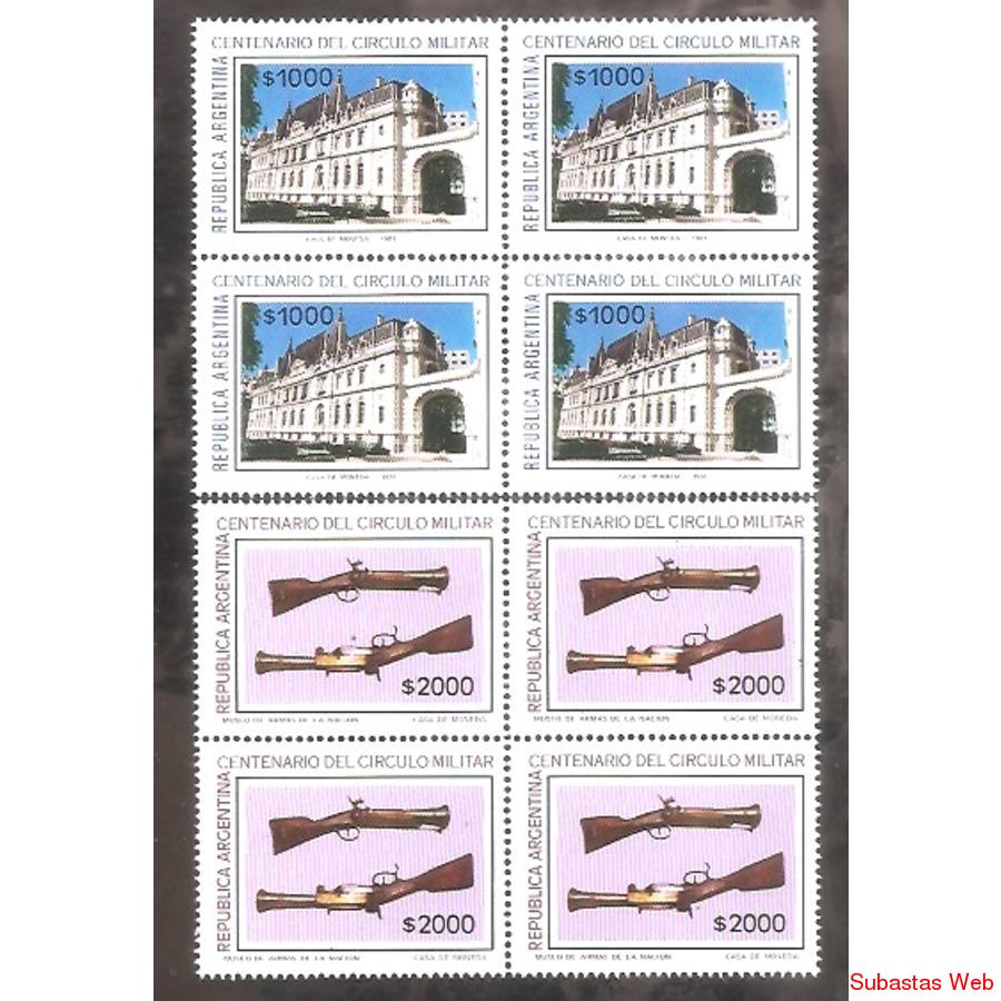 ARGENTINA 1981 CUADRITOS MT1294-95  100 AÑOS  CIRCULO MILITA