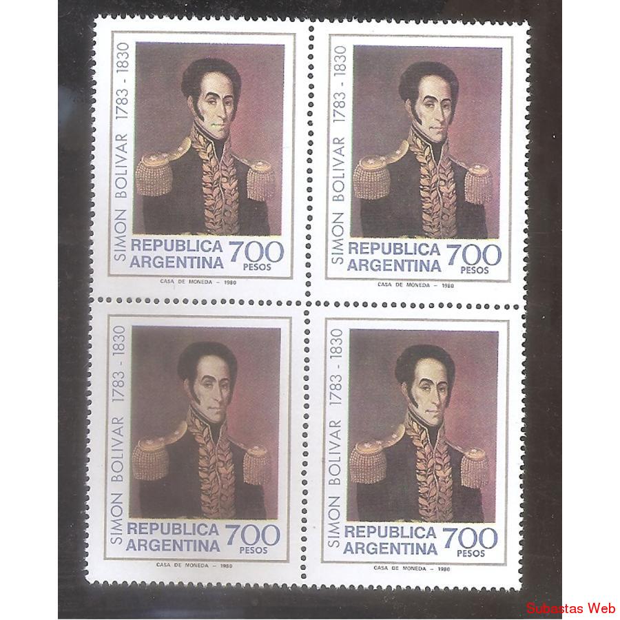 ARGENTINA 1980  CUADRITO MT1279  SIMON BOLIVAR MINT