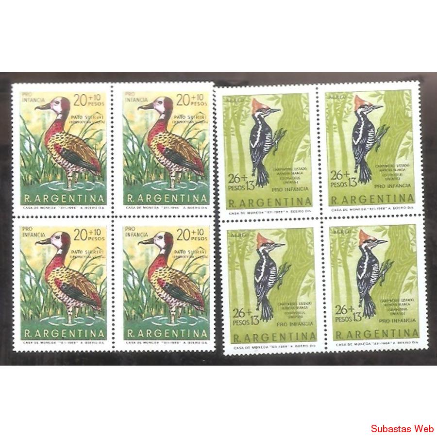 ARGENTINA 1969  CUADRITOS MT847-A128  PRO INFANCIA PAJAROS