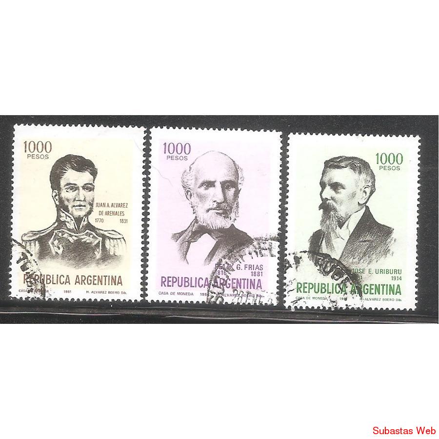 ARGENTINA 1981 (MT1300-02)  PROCERES SERIE COMPLETA,  USADAS