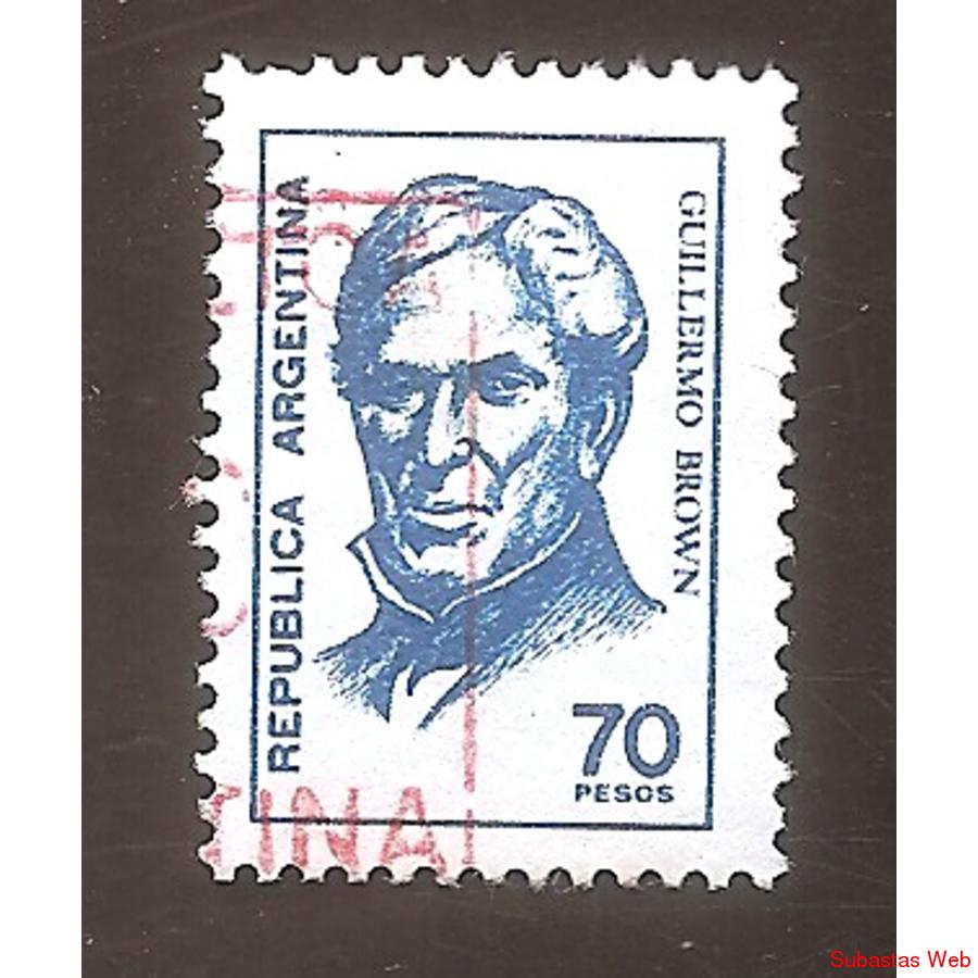 ARGENTINA 1976 (MT1068) PROCERES: BROWN DE $70 TIZADO,  USAD