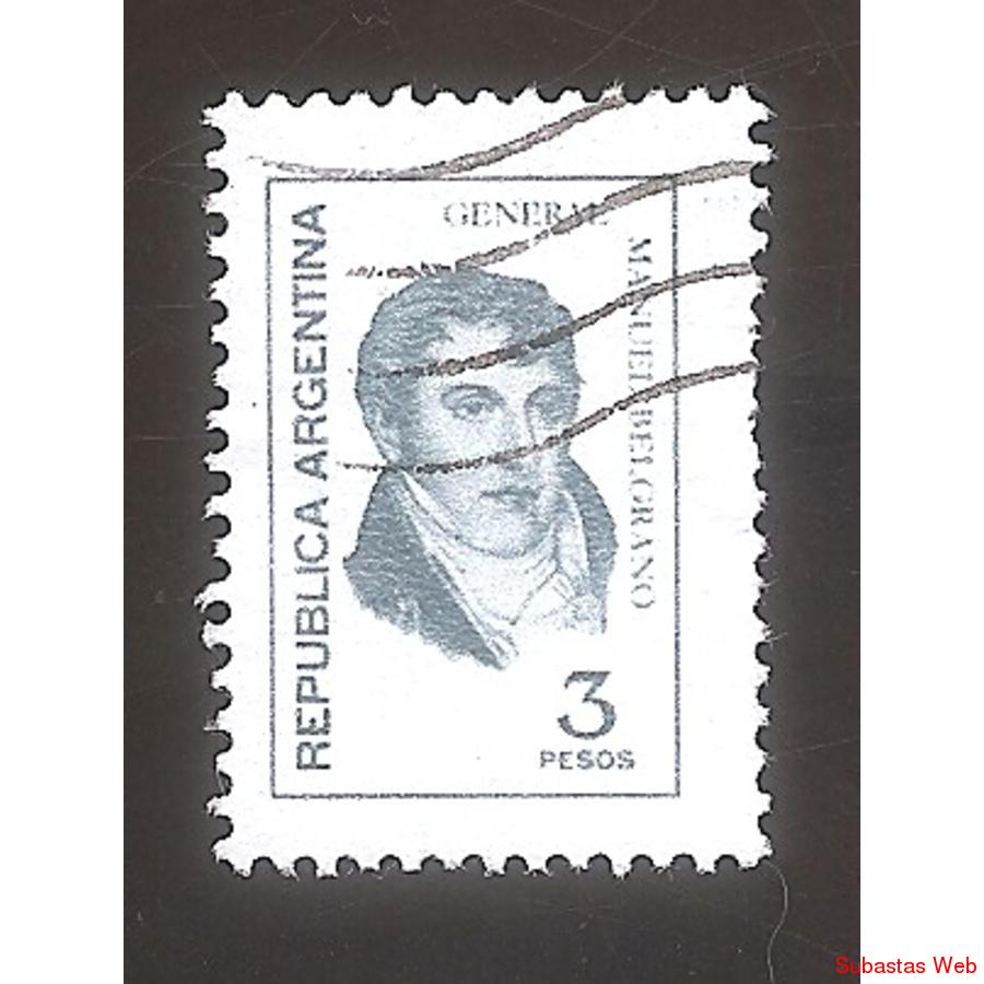 ARGENTINA 1976 (MT1058) PROCERES:   BELGRANO $3 TIZADO,  USA
