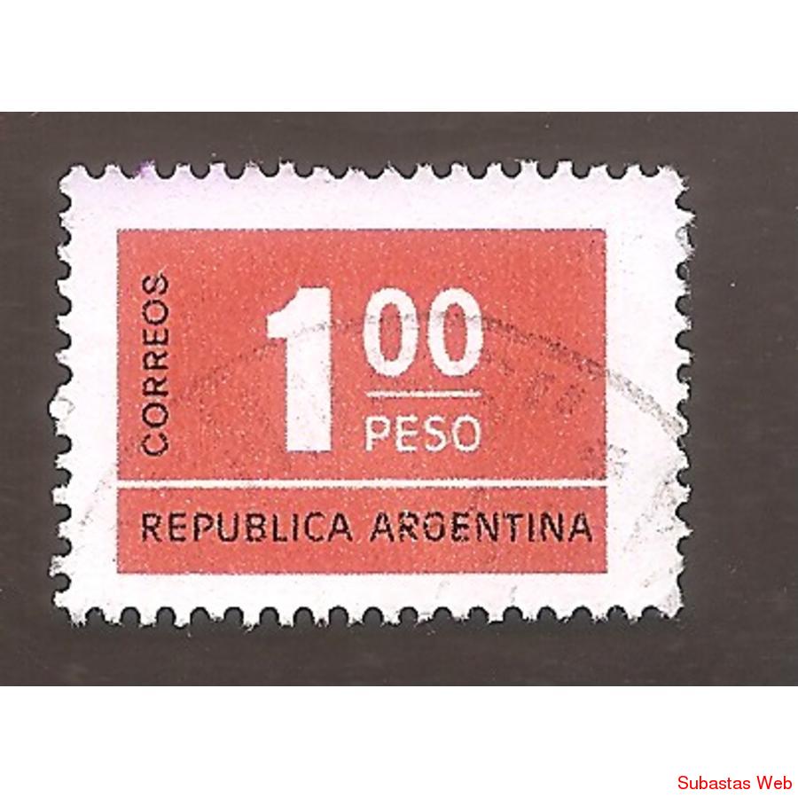 ARGENTINA 1976 (MT1041b) CIFRAS  DE $1 MATE FLUO,  USADA