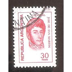 ARGENTINA 1977 (MT1086) PROCERES: SAN MARTIN $30  USADA