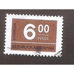 ARGENTINA 1976 (MT1064) CIFRAS DE $6, TIZADO FLUO,  USADA
