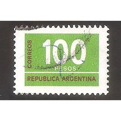 ARGEN1976  (MT1048a) CIFRAS DE $100  MATE FLUO,  USADA