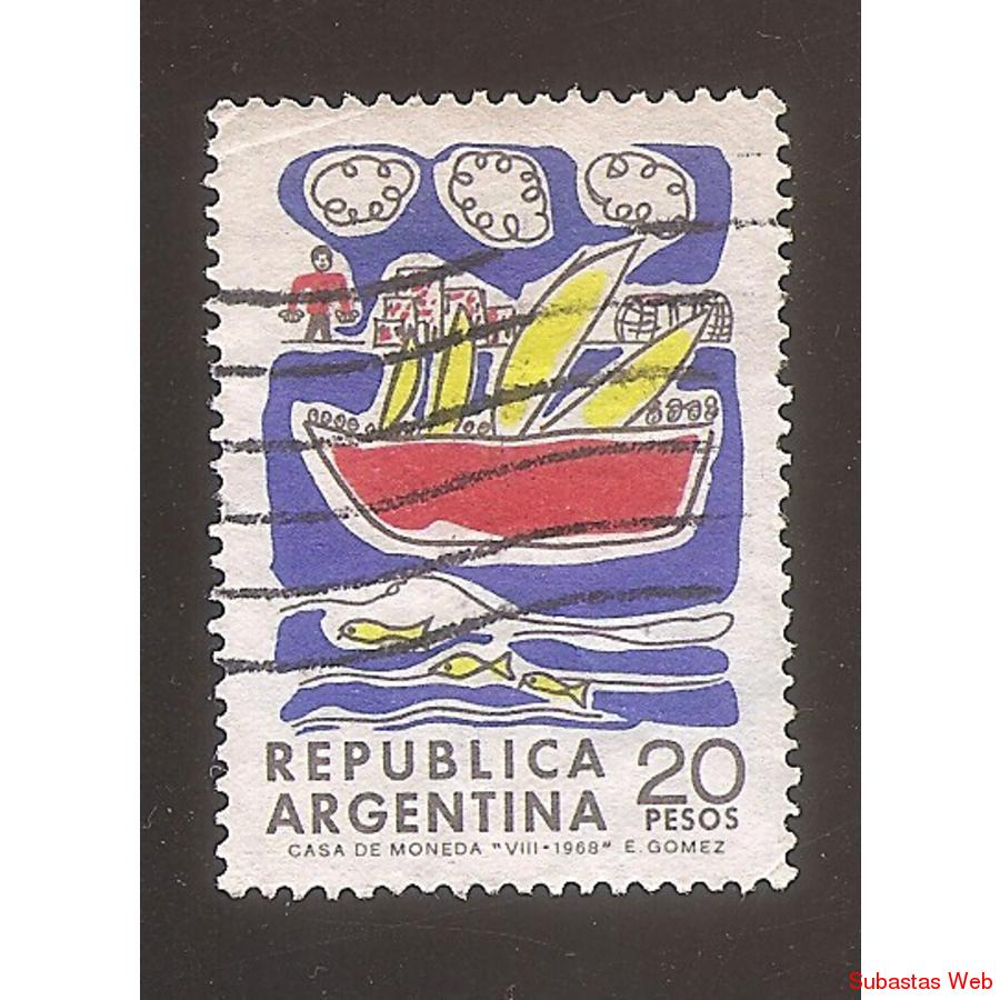 ARGENTINA 1968 (MT819) DIBUJOS INFANTILES SELLO 2  USADA