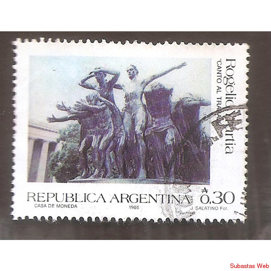 ARGENTINA 1986 (MT1582) ESCULTURA CANTO AL TRABAJO  USADA