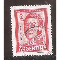 ARGENTINA 1959(604C) SAN MARTIN  TIPOGRAFIA MATE, USADA