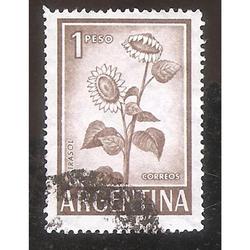 ARGENTINA 1959(MT604Aa) GIRASOL HUECOGRABADO MATE  USADA