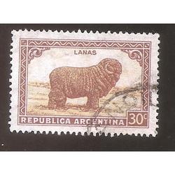ARGENTINA 1935(MT377I) OBEJA FILIGRANA  RAYOS RECTOS  USADA