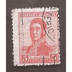 ARGENTINA-EB 1918(233B) SAN MARTIN  SINFILI  13,5x12,5  USAD