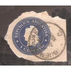 ARGENTINA 1896(FAJ30) CABEZA DE LIBERTAD EN RELIEVE AZUL  US