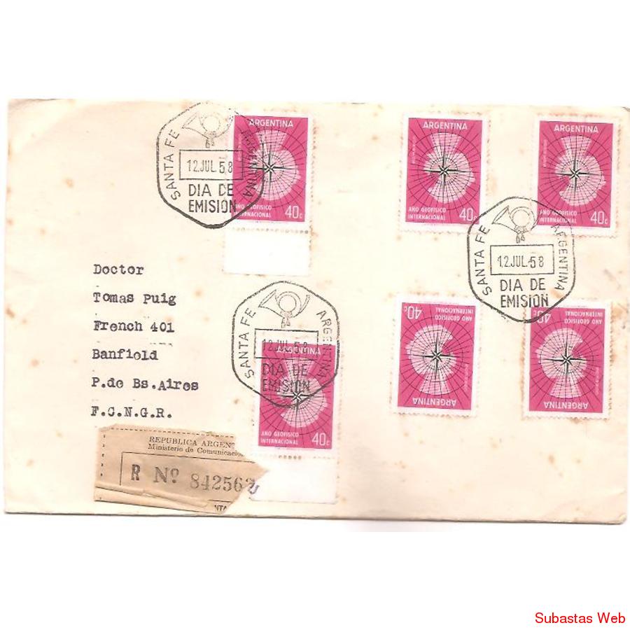 ARGENTINA  1958  SOBRE CIRCULADO NUMERO  129