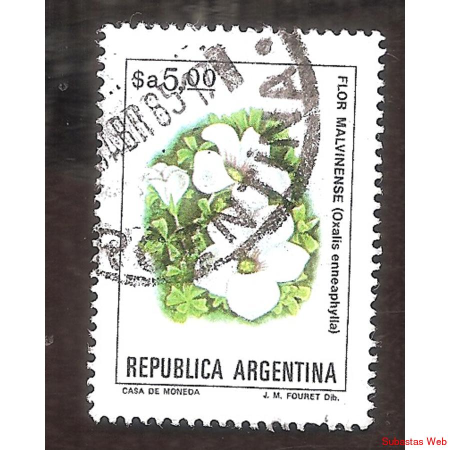 ARGEN1983 (1418a) FLORES: MALVINENSE, FLUO TIZADO,  USAD