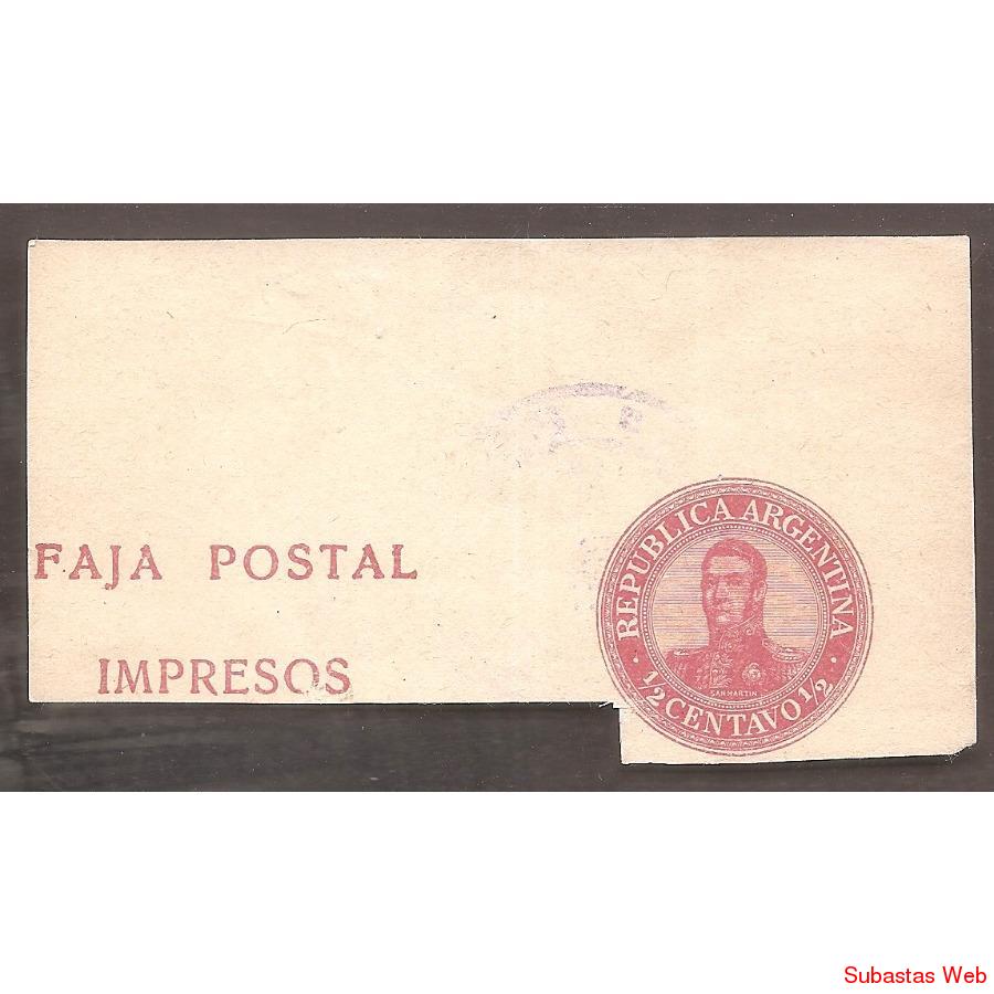 ARGENTINA 1906(FAJ39) CABEZA DE SAN MARTIN CORTADA DE FAJA 3
