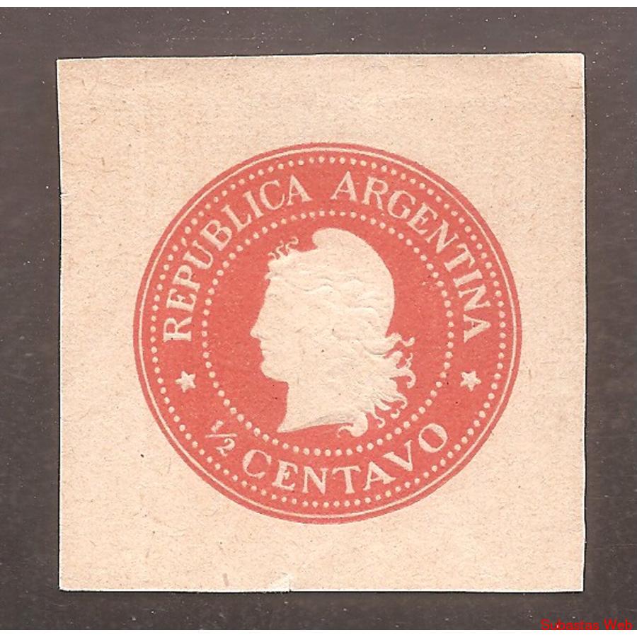 ARGENTINA 1896(FAJ29) CABEZA DE LIBERTAD EN RELIEVE FAJA POS