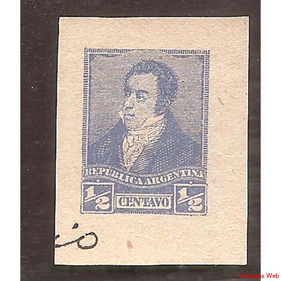 ARGENTINA 1892(FAJ21) RIVADAVIA DE 1/2CTV. CORTADO DE FAJA P