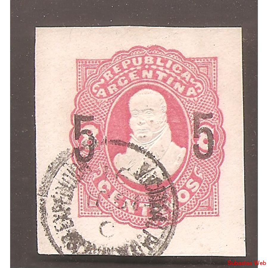 ARGENTINA 1890(SOB28) CHICLANA 8CTV. SOBRECARGA 5 TIPO II SO