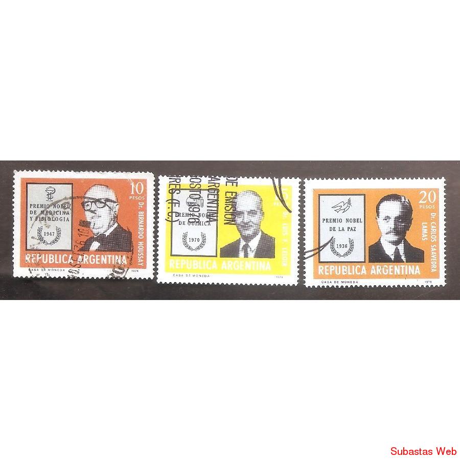 ARGENTINA 1976(MT1059-61) PREMIOS NOBEL ARGENTINOS USADAS