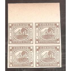 ARGENTINA 1858 BARQUITO IN Ps. COLOR PARDO,  CUADRITO  REIMP