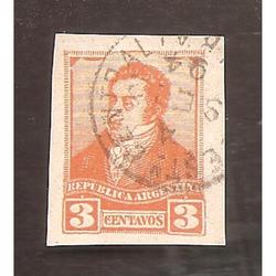 ARGENTINA 1892(CAP20) RIVADAVIA DE 3CTV. CORTADA DE CARTA PO