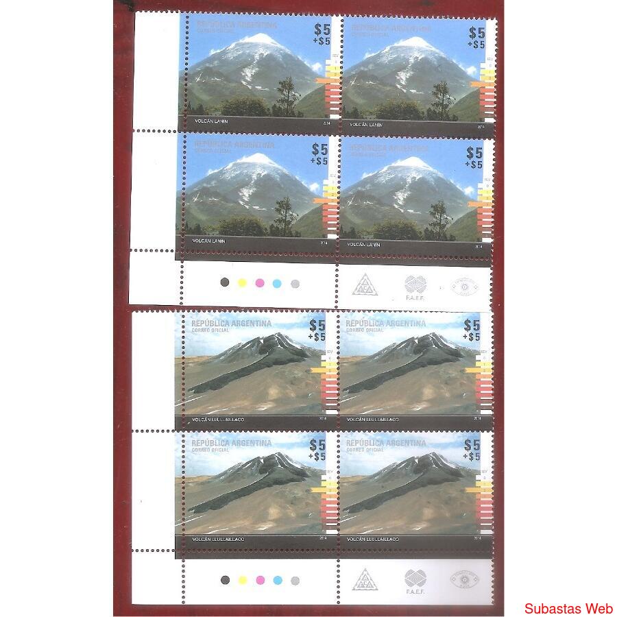 ARGENTINA 2014 CUADRITO(GJ4058-61) VOLOCANES,  MINT