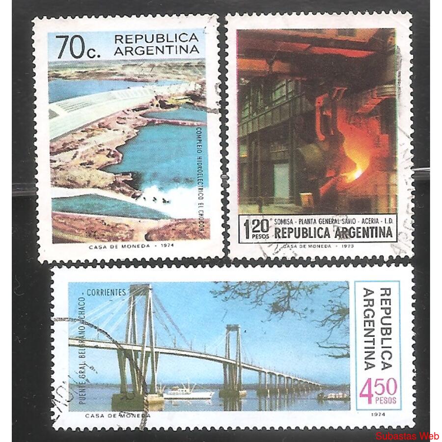 ARGENTINA 1974 (MT982-84) OBRAS DE INFRAESTRUCTURA SERIE  US