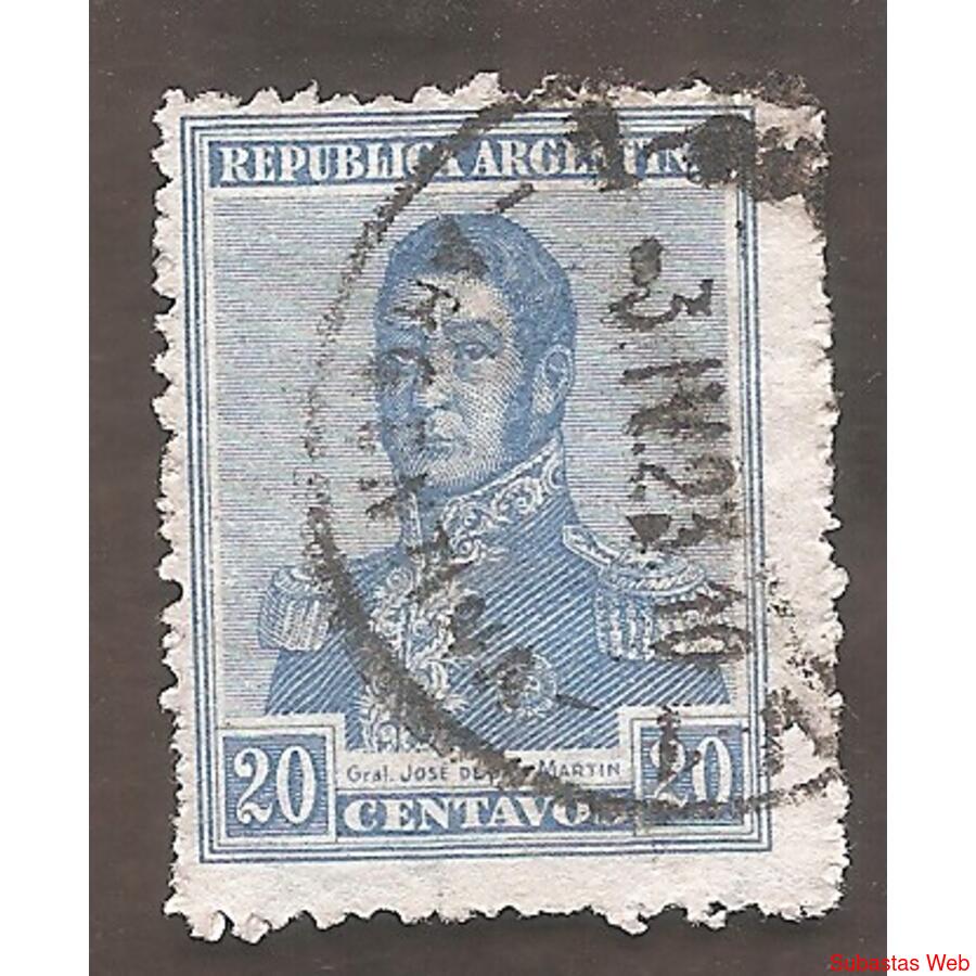 ARGENTINA 1922(273) SAN MARTIN EN CUADRO  FILI RA  USADA