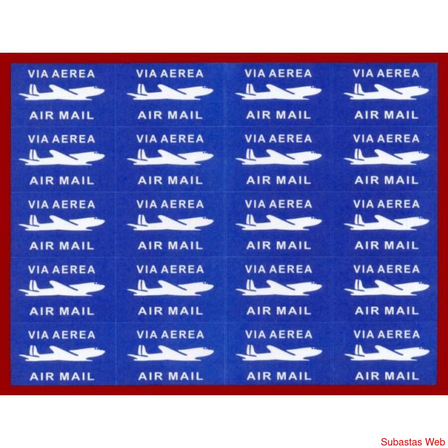 ARGENTINA. PLANCHA x 20 AIR MAIL LABELS. AVION VIA AEREA
