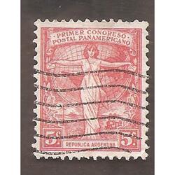 ARGENTINA 1921(265) 1ER CONGRESO POSTAL  CON FILI  USADA