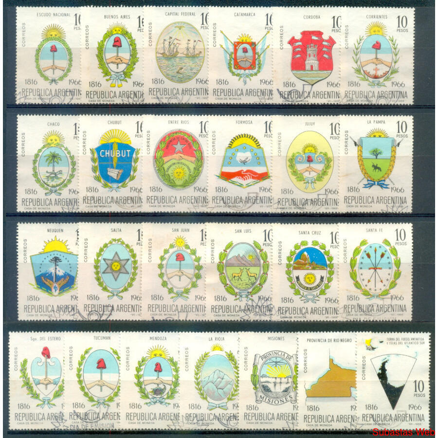 ARGENTINA GJ1360/1384 ESCUDOS SERIE COMPLETA PDE. U$25.00 U$