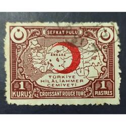 TURQUIA AÑO 1934 MEDIA LUNA ROJA, MICHEL 28A-Zj, USADA