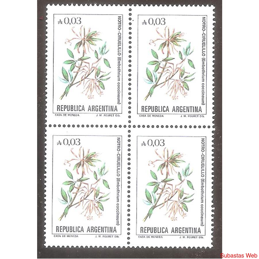 ARGENTINA 1985(1527) CUADRITO FLORES: CIRUELILLO MINT