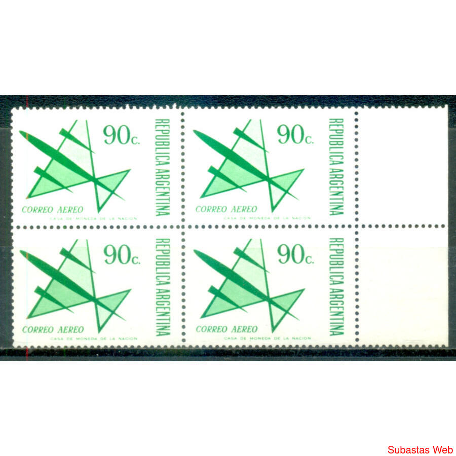ARGENTINA GJ1577 AVIONCITO de 90 cent CUADRITO MINT U$ 8.00