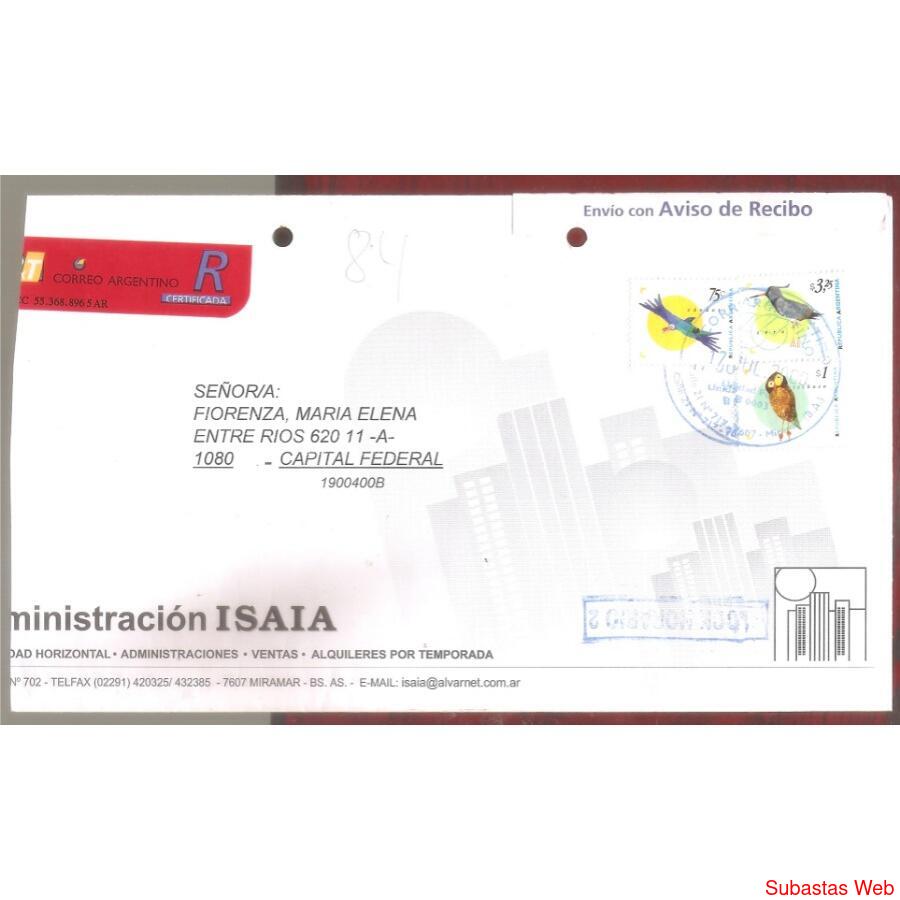 ARGENTINA 2000  SOBRE CIRCULADO NUMERO 189