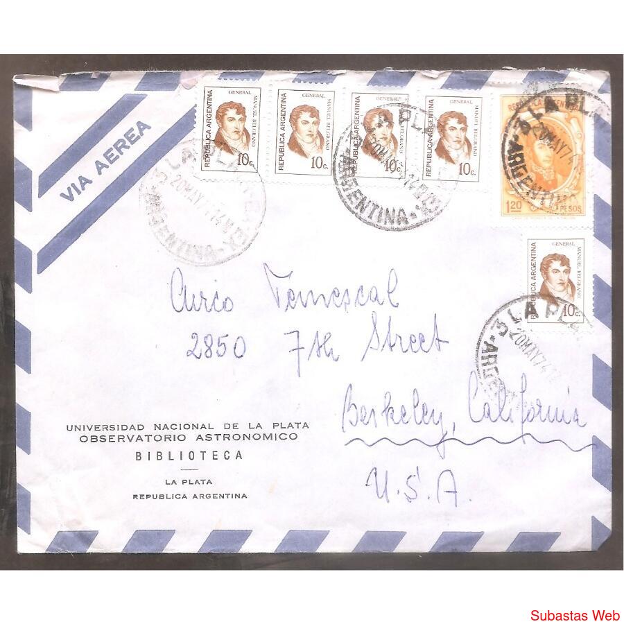 ARGENTINA 1974  SOBRE CIRCULADO NUMERO  172