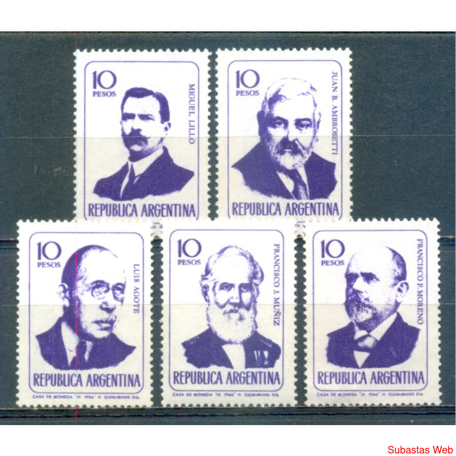 ARGENTINA GJ1392/1396 HOMBRES DE CIENCIA. SERIE COMPLETA