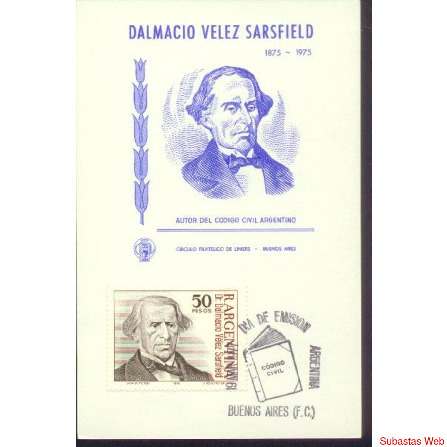 ARGENTINA 1977(1077) TARJETA PDE 2: MUERTE DE VELEZ SARFIELD