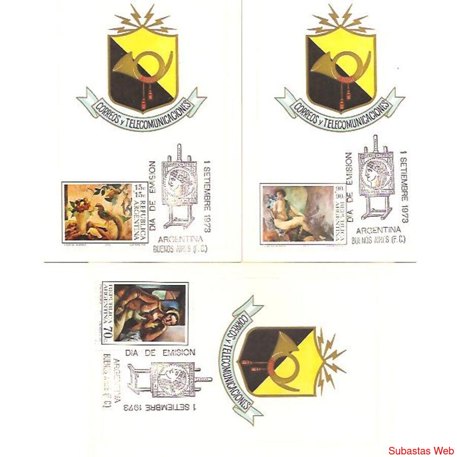 ARGENTINA 1974(962-64) 3 TARJETAS PDE:  PINTURA ARGENTINA: C