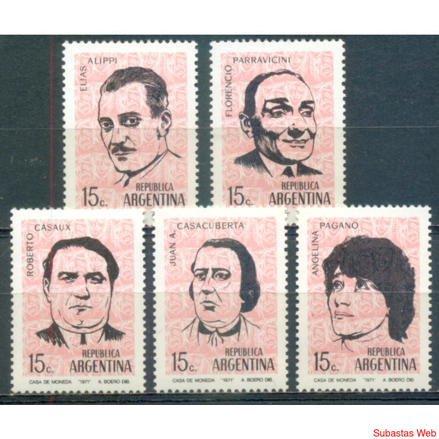ARGENTINA GJ 1557 / 1561. ACTORES ARGENTINOS. SERIE MINT