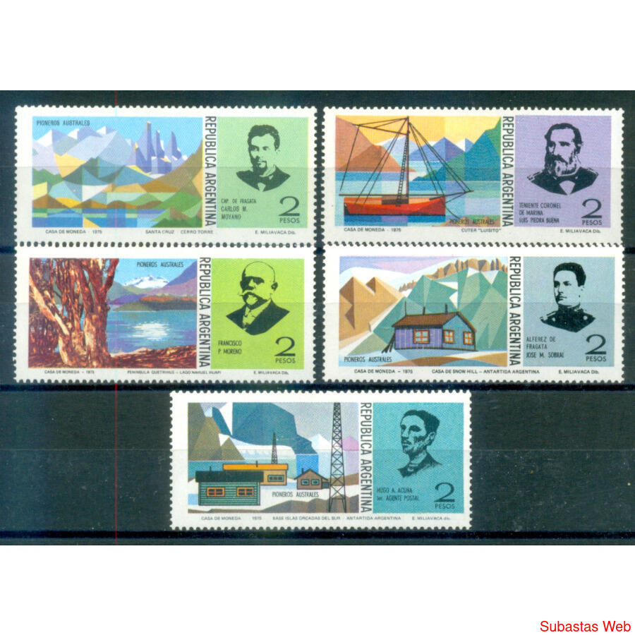ARGENTINA GJ1689 / 1693. PIONEROS AUSTRALES. SERIE NUEVA