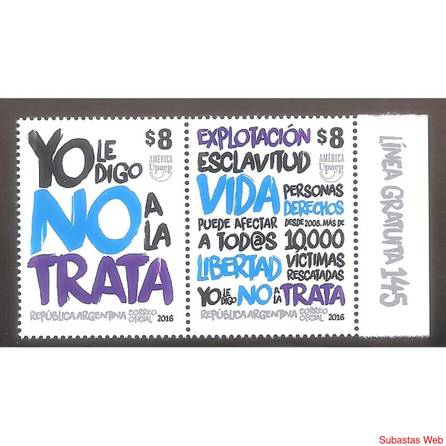 ARGENTINA 2016(4119-20) CONTRA LA TRATA DE PERSONAS  C/BORDE