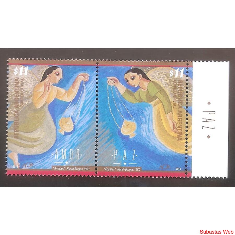 ARGENTINA 2016(4191-92) NAVIDAD CON BORDE: PAZ  MINT