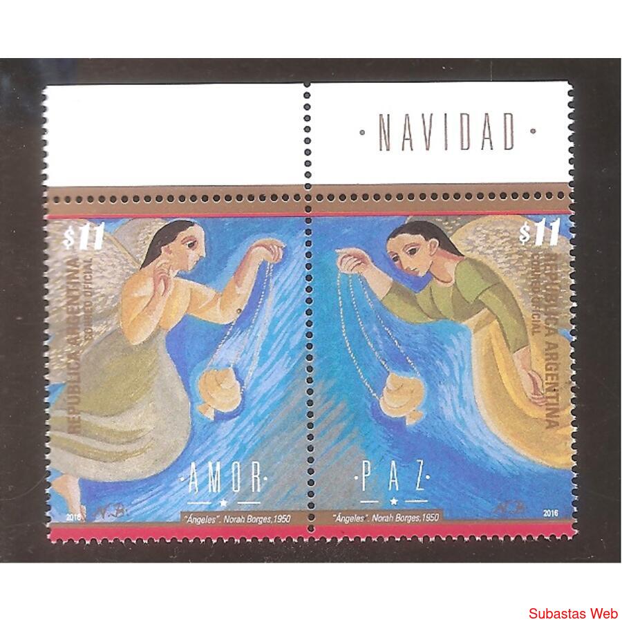 ARGENTINA 2016(4191-92) NAVIDAD  CON BORDE: NAVIDAD  MINT