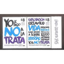 ARGENTINA 2016(4119-20) CONTRA LA TRATA DE PERSONAS  C/BORDE